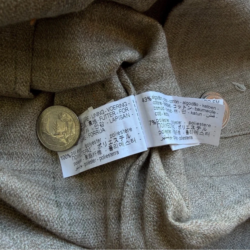 Zara Sartorial Linen/cotton Brown Check Unstructured Lightweight Blazer/Jacket